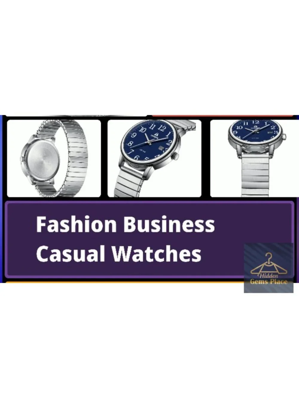 Men's Stainless Steel Analog Quartz Watch Waterproof Easy Reader Expansion Band